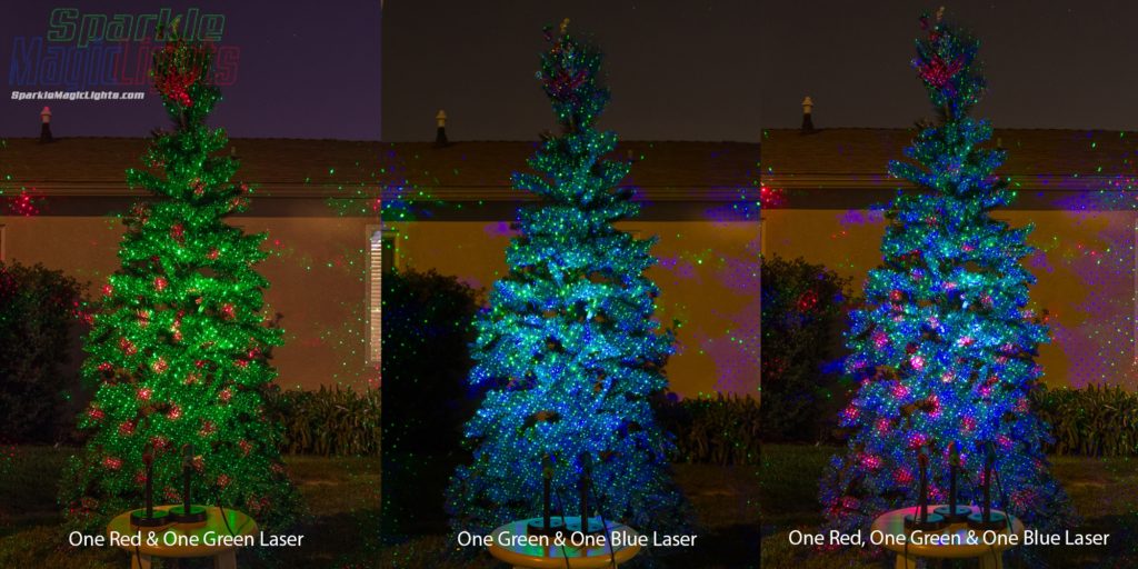 Add more than one laser light for dramatic effects! Mix patterns & colors. Green+Blue = Teal/Turquoise, Blue+Red = Purple, Green & Red = Christmasy!
